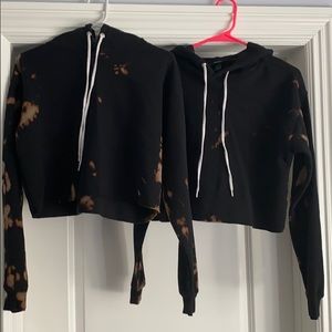 Black tye dye cropped hoodie sweatshirts